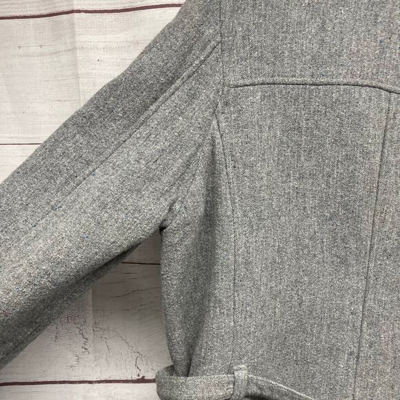 Abercrombie & Fitch gray wool blend jacket trench coat size L - Picture 11 of 13